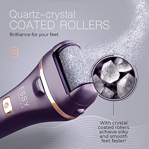 Essy Electric Foot File Pedicure Feet Hard Skin Remover Foot Scraper Dry Dead Skin Remover Callus Exfoliator Rechargeable Feet Scrubber with 5 Re