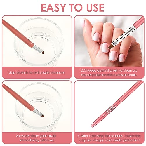 cobee Nail Clean Up Brush, 2PCS Nail Art Clean Up Brushes Nail Painting Brushes Nail Remover Brush Nail Pen Painting Tools for Nail Art Design Ma