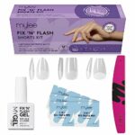 Mylee Fix N Flash Soft Gel Tips Shorts Kit, 3 shapes, 216pcs, Almond, Square & Coffin, Includes Gel, Prep Wipes & Half-moon Nail File, Full Cover