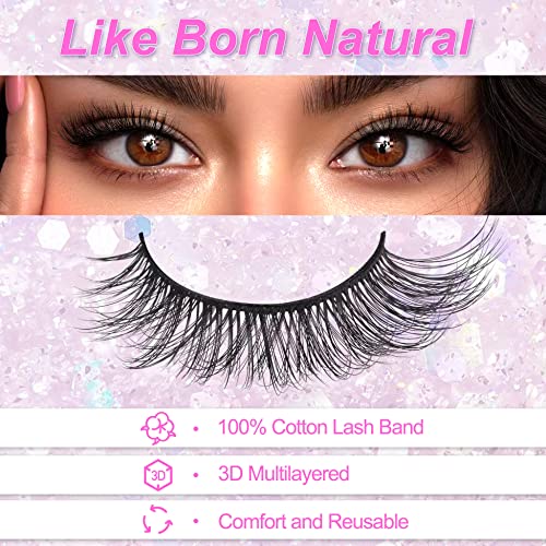 Newcally Natural Lashes Wispy False Eyelashes 3D Cat Eye Lashes Mink Faux Fluffy Fake Eyelashes 14 Pairs Pack