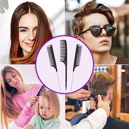 Hair Comb Set - Wide Tooth Rat Tail Comb 2pc Fine Tooth Rat Tails Comb for Parting long handle Detangler Pin Tail Comb for Sectioning Foiling Bra