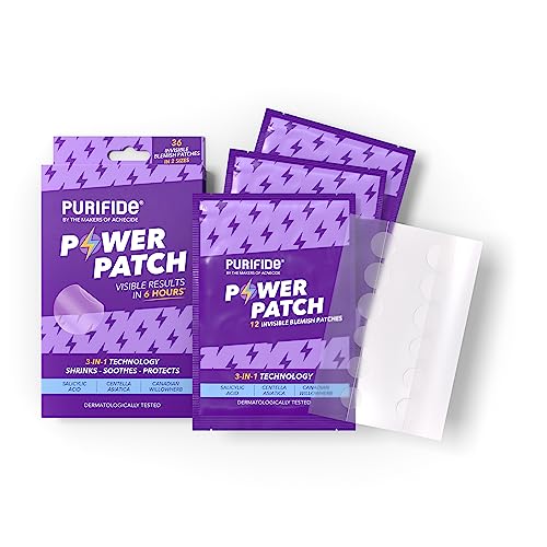 Purifide by Acnecide 3-in-1 Power Patch, Salicylic Acid Pimple Patches for Blemish-prone Skin, 36 Spot Patches for Emerging Spots