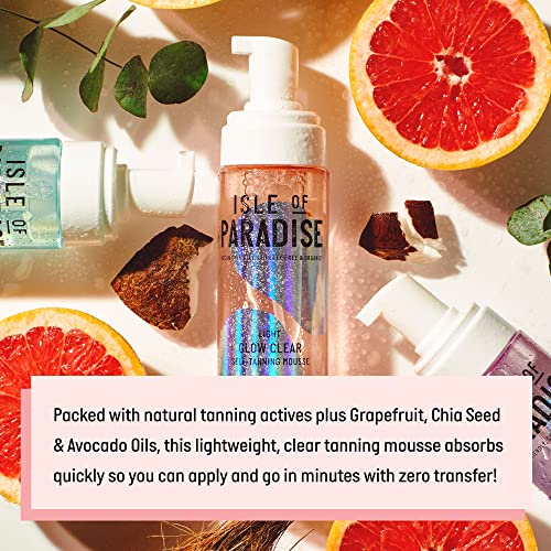 Isle of Paradise Fake Tan Set Mousse (200ml) Light & Applicator Brush, Glow Clear Self Tanning Foam, Natural Ingredients & Vegan