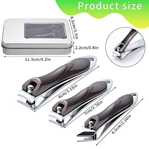 3Pcs Nail Clippers, Heavy Duty Nail Clippers Toenail Clippers with Box Stainless Steel Ultra Sharp Nail Cutter for Thick Fingernail Toenail Men a