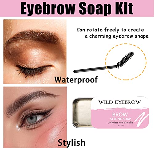 Eyebrow Soap Kit,Brow Gel,Waterproof Eyebrow Wax,Eyebrow Kit,Brow Gel,Eye Brow Gel Clear,Brows Styling Soap,Long Lasting Brow Pomade,Eyebrow Fill