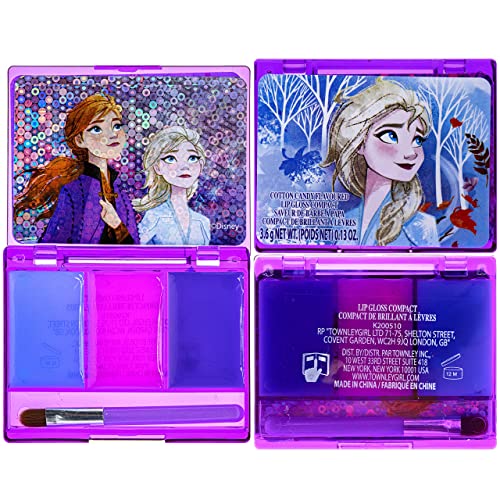Disney Frozen 2 - Townley Girl Super Sparkly Cosmetic Beauty 29 Pcs Makeup Set For Girls with Clips, Press On Nail, Lip Gloss, Nail Stickers, Lip
