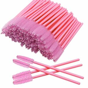 100 PCS Pink Disposable Eyelash Brushes Mascara Wands Eye Lash Eyebrow Applicator Cosmetic Makeup Brush Tool Kits