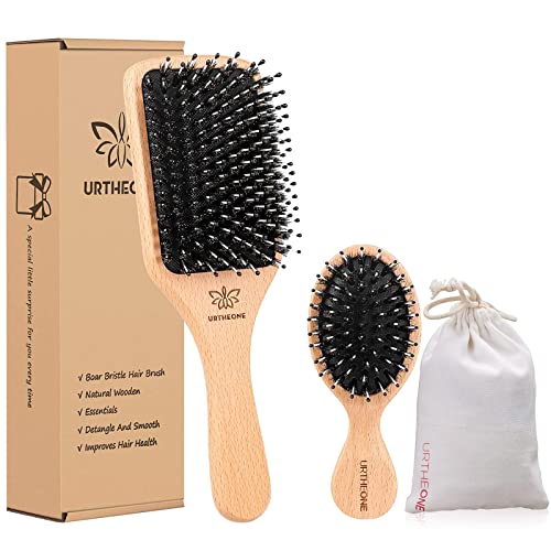 Hair Brush Boar Bristle Hairbrush for Thick Curly Thin Long Short Wet or Dry Hair Adds Shine and Makes Hair Smooth, Best Paddle Hair Brushes and