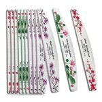 12PCS Nail File Set,Half Moon Nail Buffer Files,Double-Sided Emery Boards for Nails 100 180 240 Grit Professional Manicure Tool for Natural Nails