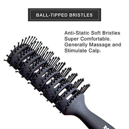 MANEJACK Professional Men's Hair Brush - Great Styling & Blow Drying Brush for Slicked-back, Vented Brushes Set for Men & Women