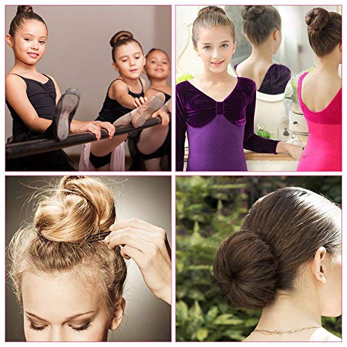 GOLRISEN Donut Hair Bun Maker Set,Black Bun Shaper,Hair Styling Accessory Dount Ring Style 10pcs Chignon Bun Maker (2L/4M/4S) with Hair Elastic B