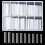 200 Pcs Clear Acrylic Nail Tips, Extra Long Straight Square Nail Tips, C Curve Full Cover Acrylic Fake Nails, Artificial False Nail Tips for Salo