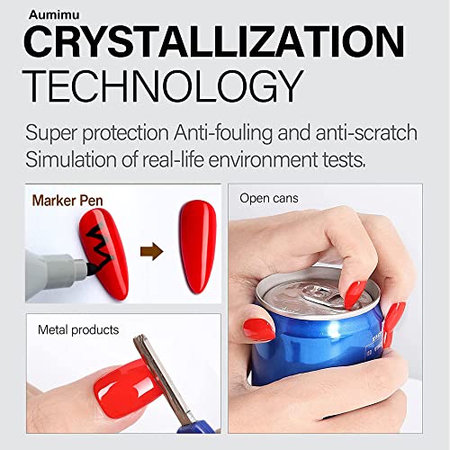 AUMIMU 15ml Gel Nail Polish Top and Base Coat- No Wipe Gel Top Coat and Base Coat Gel Nail Polish Set 15ml, Soak Off Nail Lamp Gel Polish Nail Ar