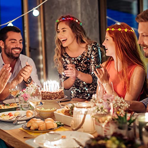 Shenghuo LED Flower Headband, 12Pcs Flower Crowns Headdress Garland Hair Wreath for Women Girls Wedding Party Christmas Holiday Festival