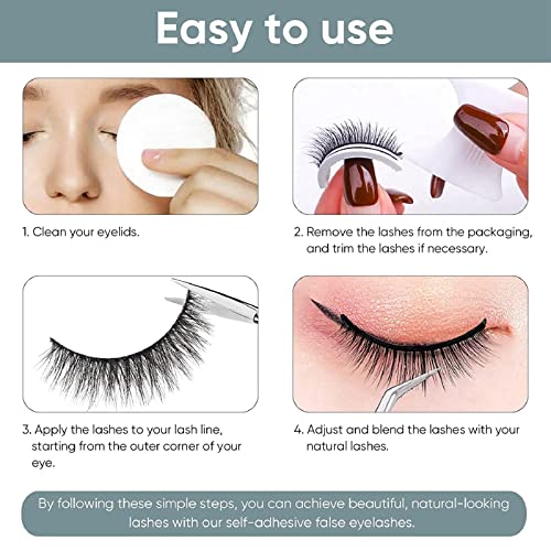 Self Adhesive Eyelashes Reusable False Eyelashes,Pre Glued Eyelashes,Reusable Adhesive Eyelashes,Stick on Eyelashes,Reusable Eyelashes Self Adhes