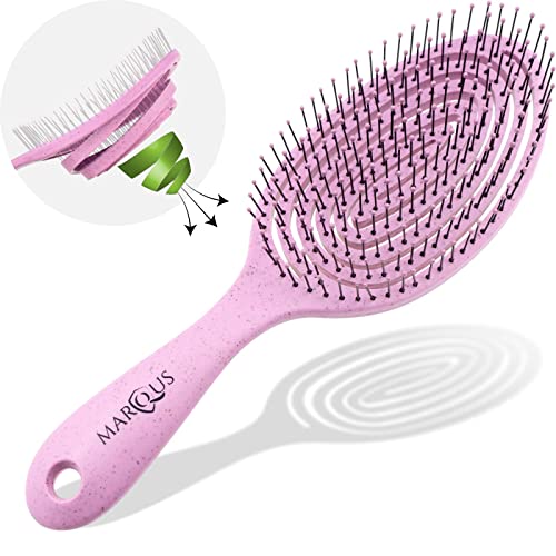 marQus Detangle Hair Brush women and men, Exclusive Ultra-soft bending Bristles and Body - Glide Through Tangles With Ease For All Hair Types - W