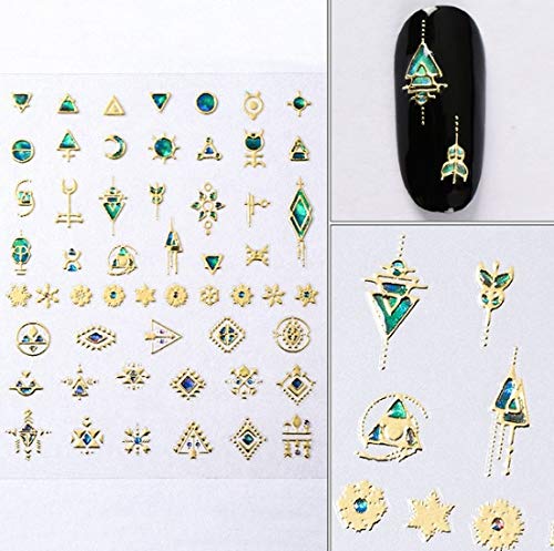 Nail Jewels 3D Nail Art Stickers Decals (Green Aztec)
