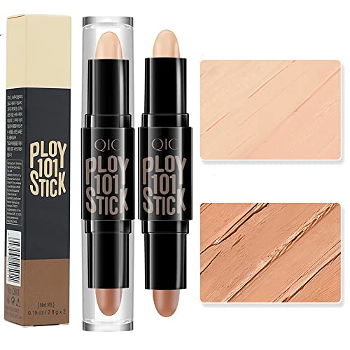 Highlight Contour Stick - 2 in 1 Makeup Shading Stick/Concealer Stick/Concealer Shadow Pen/Contour Concealer Highlighter Stick/Double Head Body F