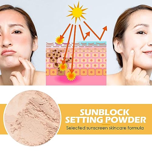 SPF 50 PA+++ Powder Sunscreen For Face, Oil Control Natural Matte Finish, Long-Lasting Lightweight Breathable Sunscreen Power, Mineral Powder Sun