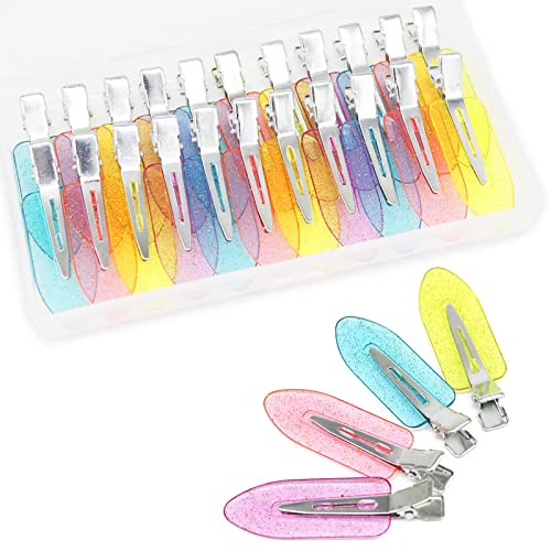 24 Pcs No Bend Hair Clips, No Crease Hair Pin Clips Creaseless Styling Curl Clips Accessories for Styling Sectioning Hairstyle Bangs Waves Makeup
