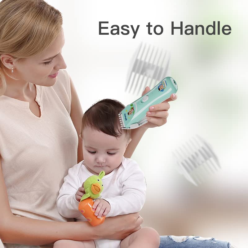 ENSSU Electronic Baby Hair Clipper, Waterproof Kids Quiet Hair Trimmer with 2 Guide Combs, Cordless Children's Hair Trimmer with Safe Ceramic Bla