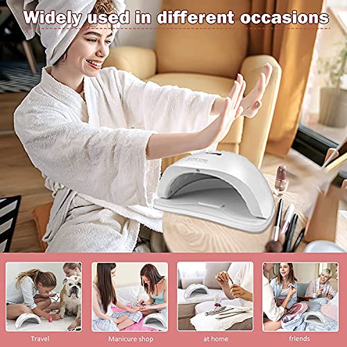 LED UV Nail Lamp, 120W Nail Dryer, Professional Gel Nail Polish Curing Light with 4 Timer Setting, Automatic Sensor and LCD Display, Portable UV