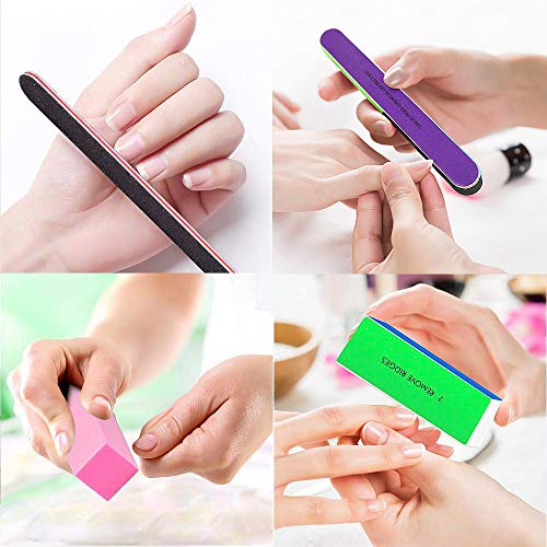KissDate 10 Pcs Nail File Set Buffers 4 Shapes Professional Nail Files Block 7 Ways Buffer Block for Trim Double Sided Emery Board Manicure Set f