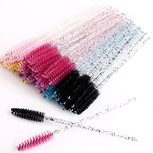 MSQ 50 Disposable Eyelash Brushes Disposable Mascara Wands Eyebrow Spoolie Brushes Applicator Cosmetic Makeup Tools (Black)