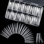 PAFUWEI 120 Pieces Ballerina Nail Tips Extra Long Coffin Nails Full Cover Clear Acrylic Nails Traceless False Fake Nail Tips with Case,12 Differe