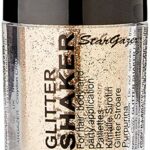 Stargazer Glitter Shaker, Gold. Cosmetic glitter powder for use on the eyes, lips, face, body, hair and nails.