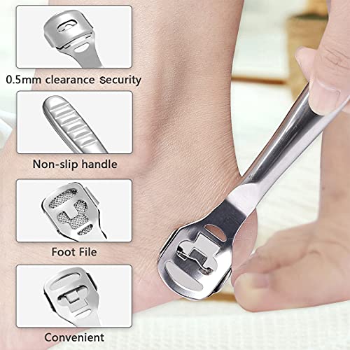 Foot Files Set Callus Shaver - Pedicure Foot Scraper Dead Hard Skin Remover Heel Corn Cracked Skin Removal Foot Rasp Kit - Stainless Steel Foot C