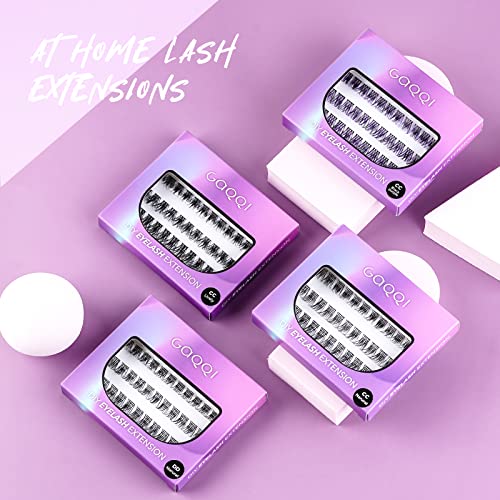 GAQQI Lash Clusters 48pcs Lashes DIY Lash Extension Individual Eyelash Cluster Wide Band at Home - Cosplay - Synthetic Artificial Soft Reusable F