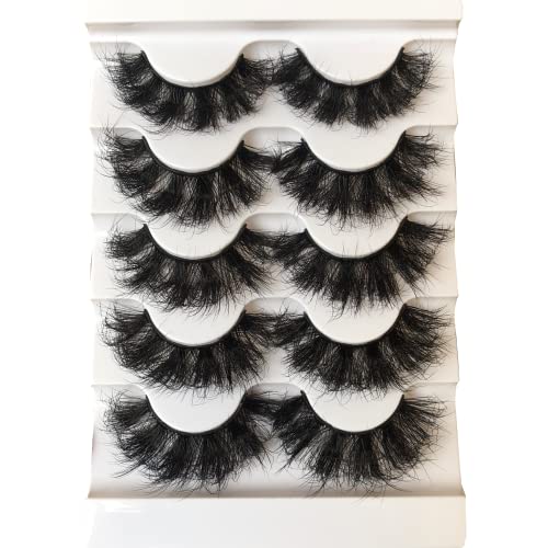 Gmagictobo False Eyelashes Fluffy 3D Faux Mink Lashes 22MM Dramatic False Lashes Pack Long Thick Volume Soft Strip Fake Eye Lashes 5 Pairs Multip