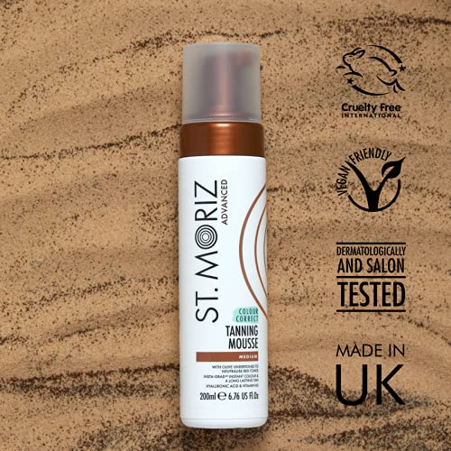 St Moriz Advanced Colour Correcting Tanning Mousse in Medium | With Hyaluronic Acid, Vitamin B5 & Advanced Skin Care Benefits | Neutralises Red T