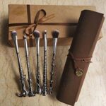 Wizard Wand Makeup Brush Set,Wizardry And Witchcraft Eyeshadow Brushes With Faux Leather Makeup Brush Cover (Treasure Map) Christmas Gift
