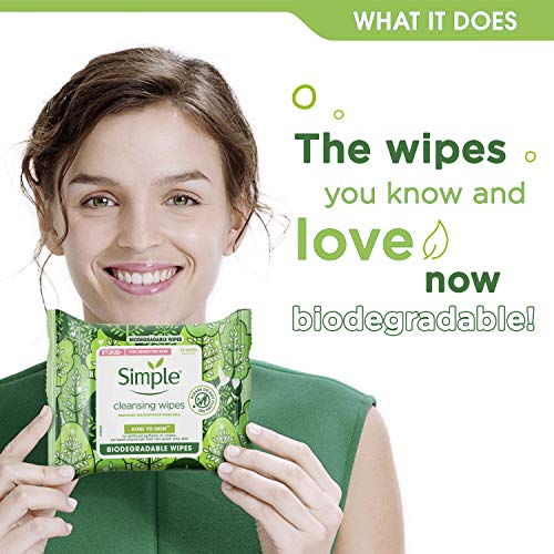 Simple Kind to Skin Cleansing Wipes remove waterproof make-up Biodegradable for sensitive skin 20 PC