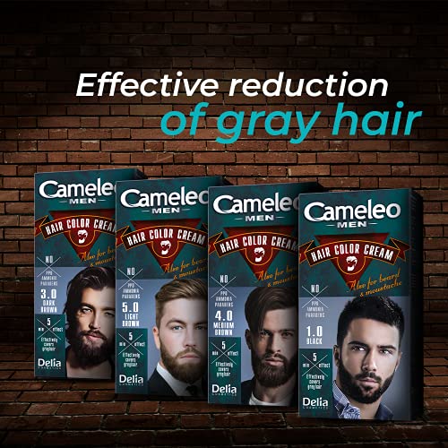 Cameleo Men - Permanent Hair Dye | Dark Brown Colour for Hair Beard & Moustache | Natural Colour Effect in 5 Minutes | Cover Grey Hair | Ammonia