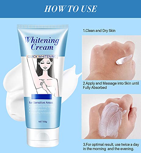 Skin Lightening Cream, Underarm Whitening Cream for Dark Skin and Private Parts, Fade Melanin on Body Armpit Knees Elbows 50g