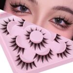 False Eyelashes Natural Cosplay Lashes Doll Anime Japanese Faux Mink Lashes Pack Spiky Manga Fake Eyelashes Wispy Long Thick Ruffle Fake Eye Lash