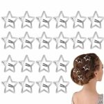 Star Hair Clips, 24 Pcs Hollow Star Hair Clips, Non-slip Metal Snap Barrettes, Silver Star Snap Hair Clips, Wedding Hair Accessories, Cute Hair A