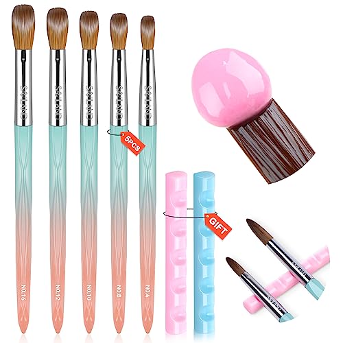 Saviland 3 PCS Kolinsky Acrylic Nail Brush - Size 8/10/14 Nail Brush for Acrylic Powder Durable Acrylic Nail Brush for Beginners Acrylic Brushes