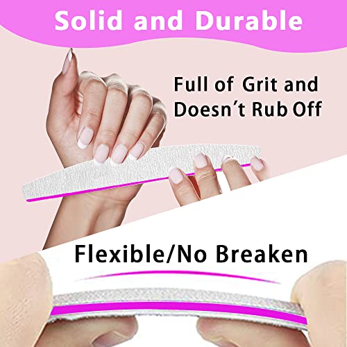 12pcs Nail Files, Professional Nail File 240/240 Grit Nail Files for Natural Nails or Thick Nail File, Nail Files Washable and Reusable, Double-S