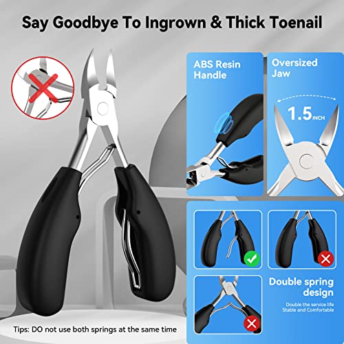 INXEN Toenail Clippers for Thick or Ingrown Nails, 7Pcs Professional Nail Clippers Manicure Set, Podiatrist Toenail Nippers, Stainless Steel Soft
