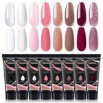 wakaniya Poly Nail Gel Extension Kit, 8 Clear White Nude Pink Poly Gel Nail Gel Colours, Nails Builder Gel Enhancement Set for DIY French Nail Ar