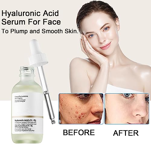 Hyaluronic Acid 2% + B5,Face Moisturiser,Hyaluronic Acid For Face Hydrated,Hyaluronic Acid Serum for Face to Plump and Smooth Skin ,Face Serum fo