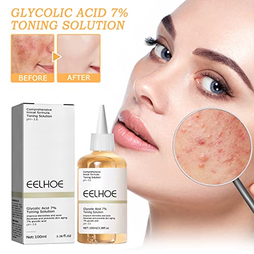 Glycolic Acid 7% Toning Solution, 1pcs Glycolic Acid Toning Resurfacing Solution, Glycolic Sour 7% Toner for Blemishes and Acne, Facial Exfoliati
