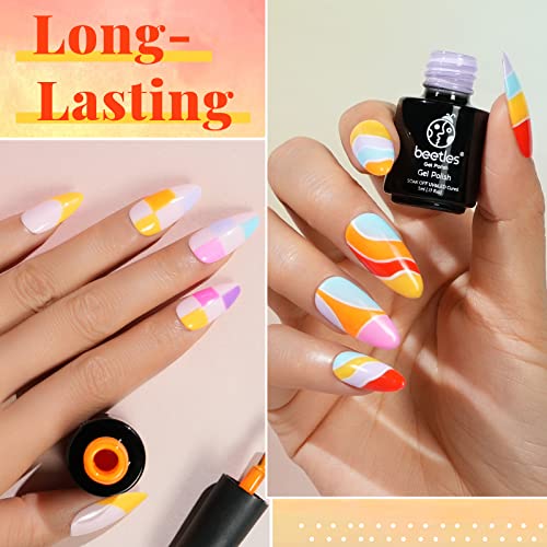 Beetles Gel Nail Polish Kit 20 Colors with 3Pcs Base Gel Glossy & Matte Top Coat Romance Rebellion, 2023 Summer Trendy Pink Red Blue Purple Glitt