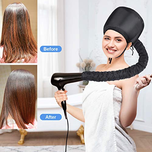 Bonnet Hood Hair Dryer Attachment,Heatigo 2023 Upgraded Version Soft Cap Adjustable For Hand Held Hair Dryer Cap Drying Styling Curling Deep Cond