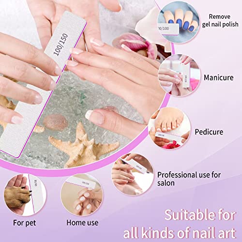 Professional Nail File Double Sided 80/80 Grit Nail Files Manicure Tools for Nail Grooming and Styling, 12 Pcs File Nail for Poly Nail Extension