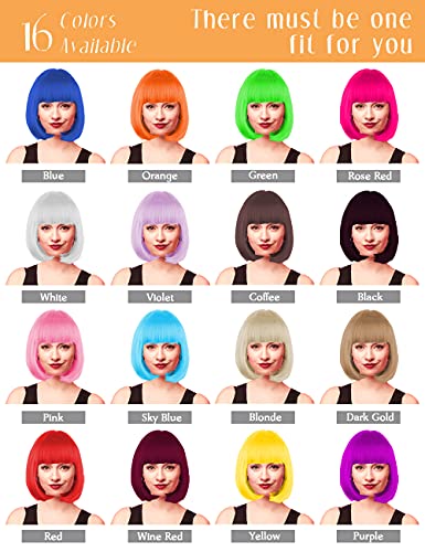 PLANTURECO Pink Wig and Party Sunglasses, Pink Wigs for Women, Pink Wig with Bangs, Light Pink Wig, Pink Bob Wig, Pink Cosplay Wigs and Party Wig